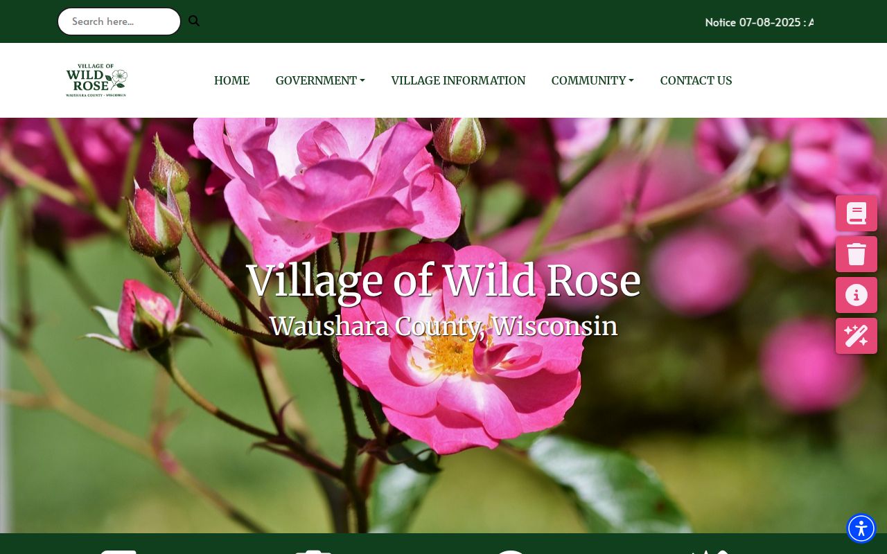 Wild Rose court records and official village civic website