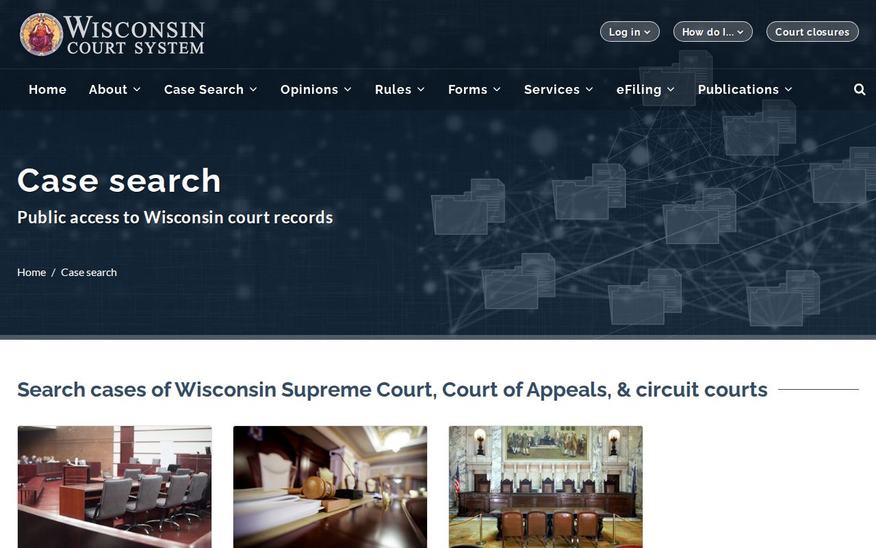 Official Wisconsin entry points for Waushara circuit and appellate case searches